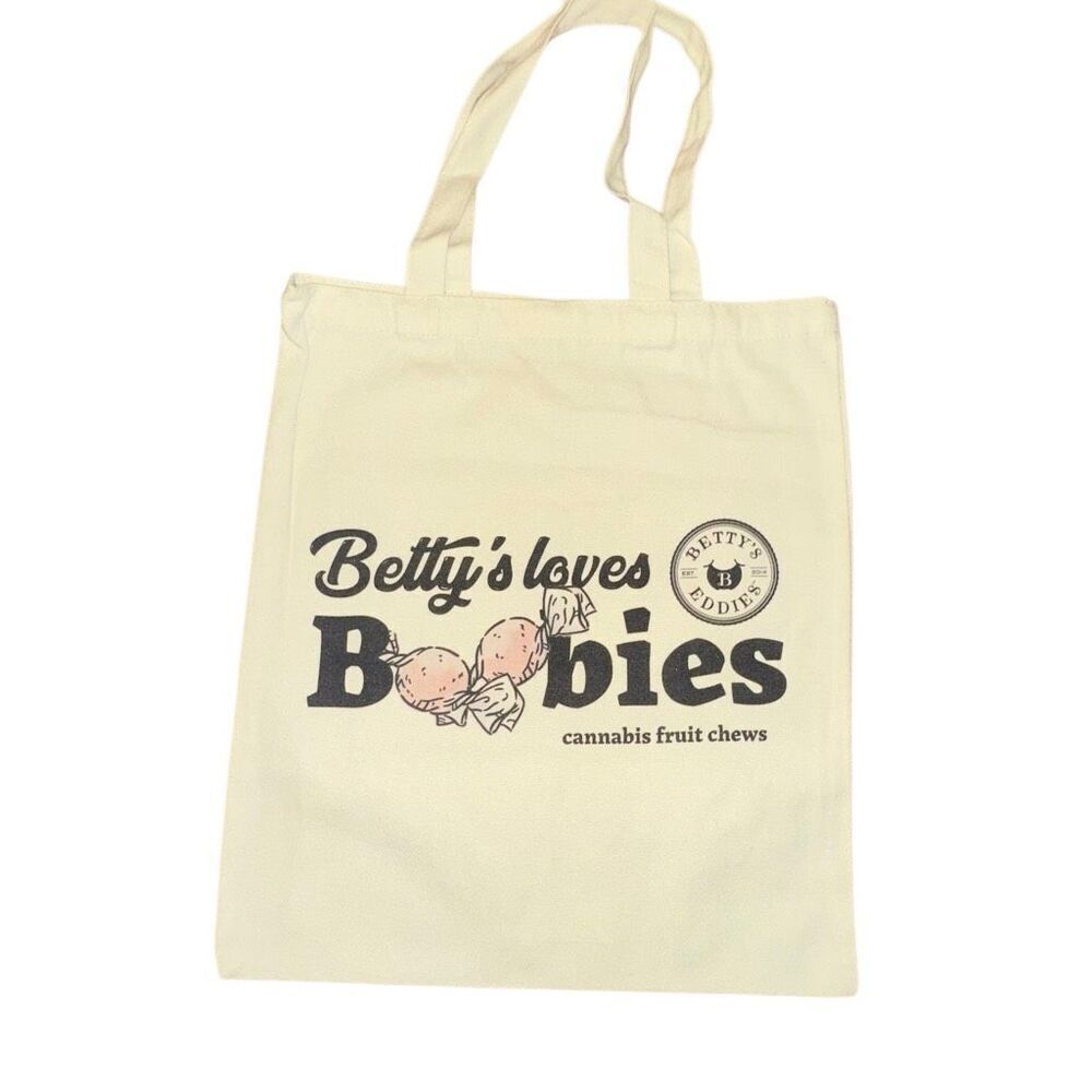 Breast cancer awareness “Betty’s Loves Boobies” flower edible tote bag